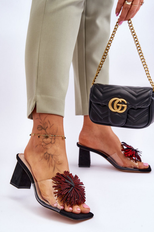 Ciabatte trasparenti con tacco S.Barski KV-AP658-1 colore nero