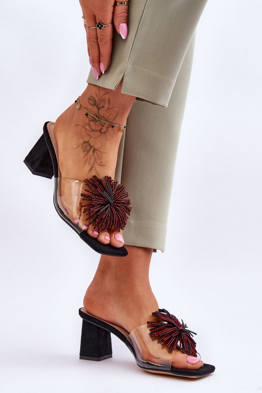 Ciabatte trasparenti con tacco S.Barski KV-AP658-1 colore nero