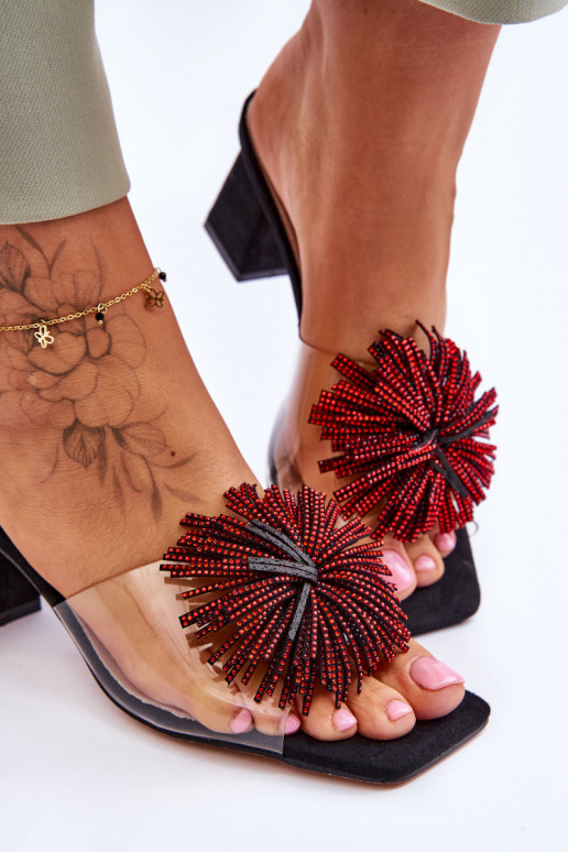 Ciabatte trasparenti con tacco S.Barski KV-AP658-1 colore nero