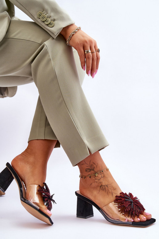 Ciabatte trasparenti con tacco S.Barski KV-AP658-1 colore nero