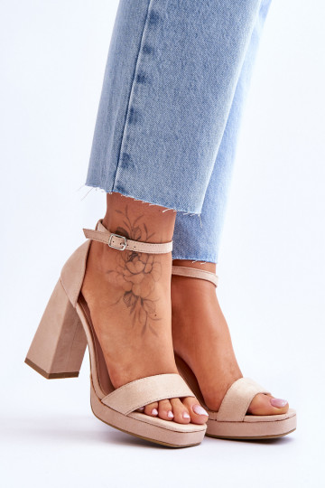 Tacchi alti in pelle scamosciata con punta quadrata Merila beige 2