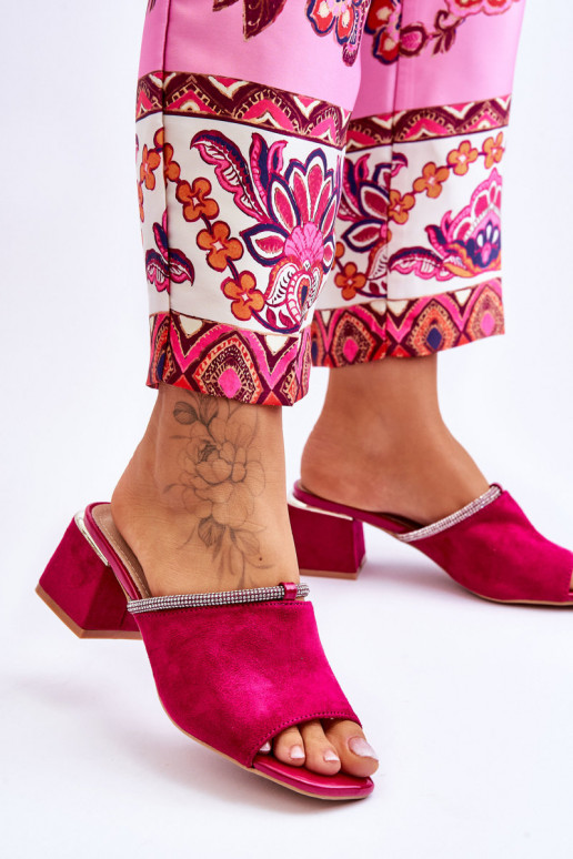 pantofole in pelle scamosciata con tacco S.Barski KV-612-2 colore rosa