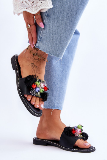 Pantofole con perline decorative S.Barski KV-2775-47 colore nero 2