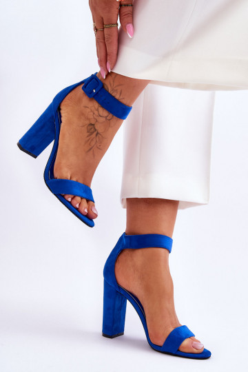 Sandali in camoscio con tacco Jacqueline blu 2