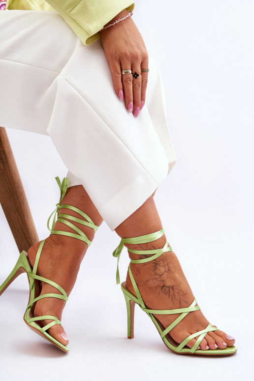 Sandali con tacco da donna colore verde Meya