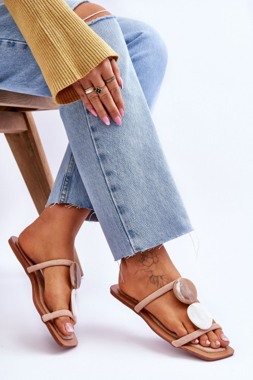 pantofole in pelle scamosciata con bellissimi dettagli Nude Victoria pantofole in pelle scamosciata con bellissimi dettagli Nude Victoria