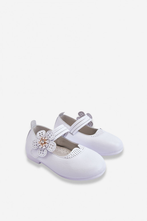 Ballerine per bambini con fiore in colore bianco Cobi