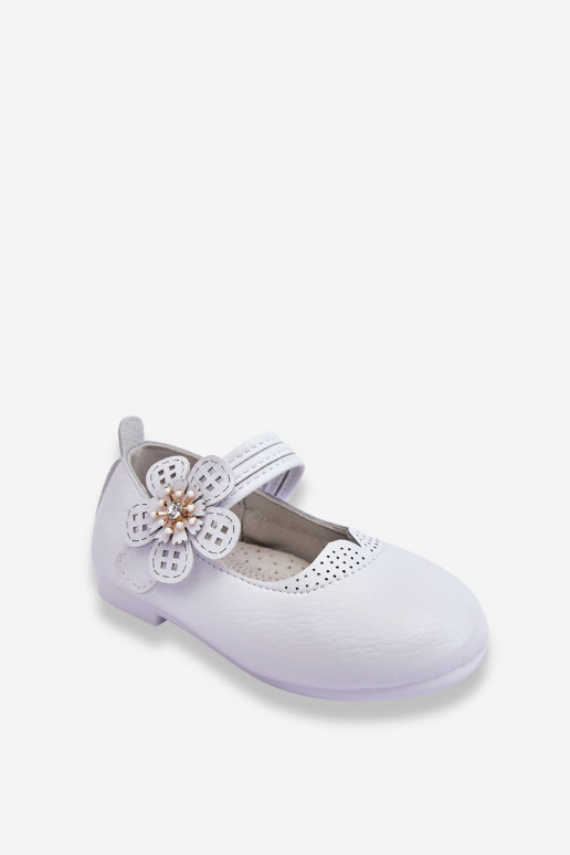 Ballerine per bambini con fiore in colore bianco Cobi