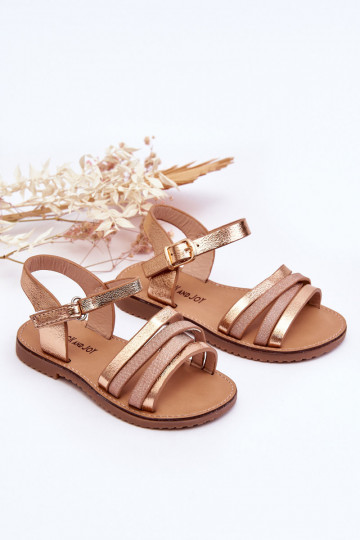 Sandali per bambini con cinturini colore oro rosa Isla
