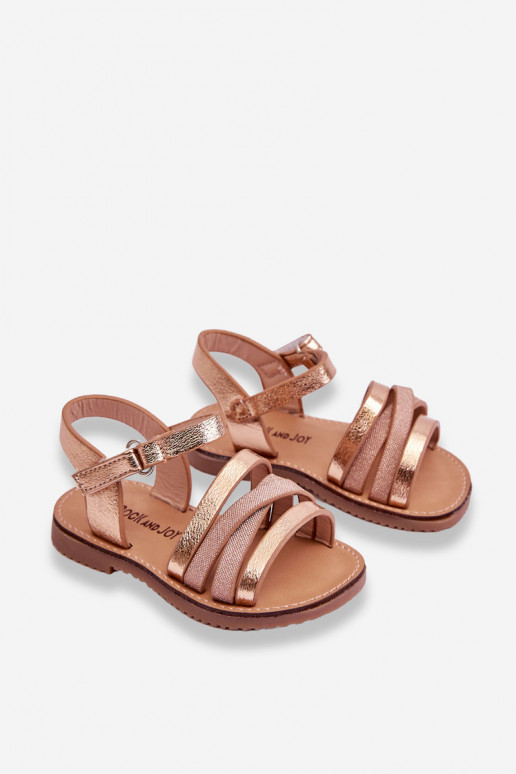 Sandali per bambini con cinturini colore oro rosa Isla