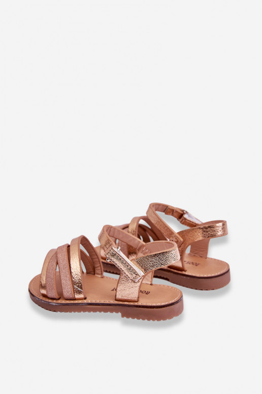 Sandali per bambini con cinturini colore oro rosa Isla