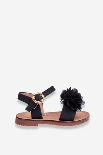 Sandali per bambini con fiori in colore nero Poly 2