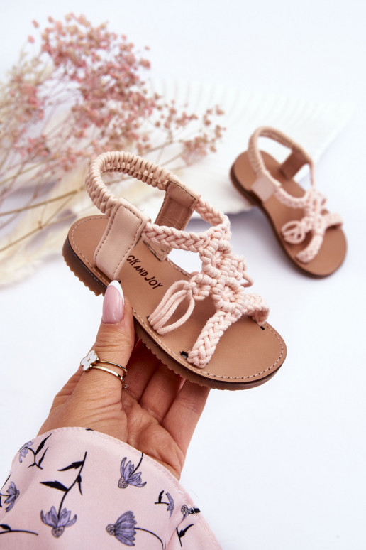 Sandali da bambino intrecciati rosa Tracy
