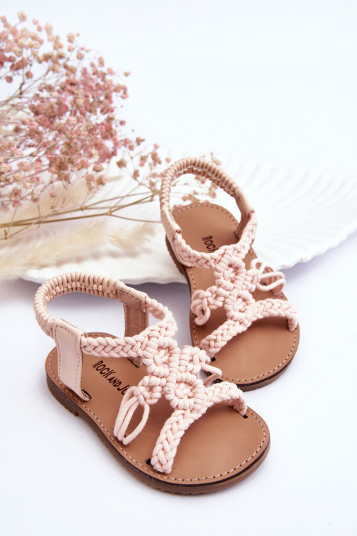 Sandali da bambino intrecciati rosa Tracy
