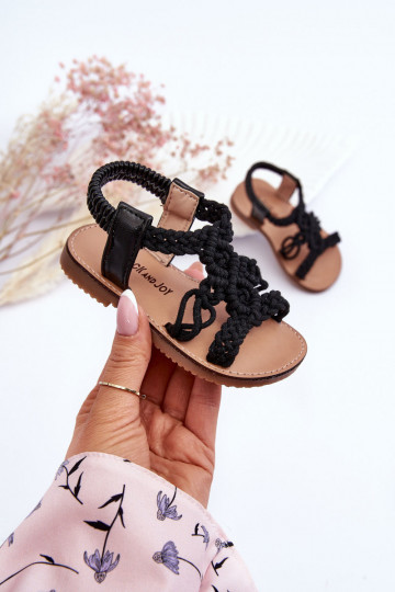 Sandali da bambino intrecciati in colore nero Tracy