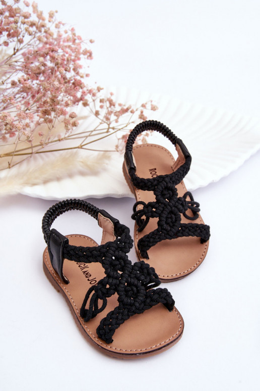Sandali da bambino intrecciati in colore nero Tracy
