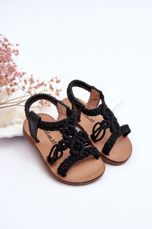Sandali da bambino intrecciati in colore nero Tracy