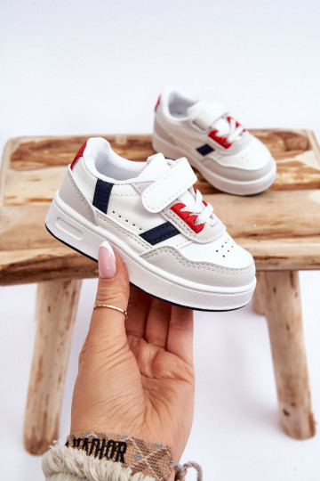 Scarpe sportive per bambini del modello classico in colore bianco-rosso Marlin