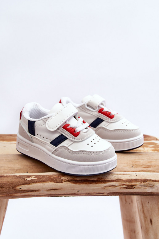 Scarpe sportive per bambini del modello classico in colore bianco-rosso Marlin