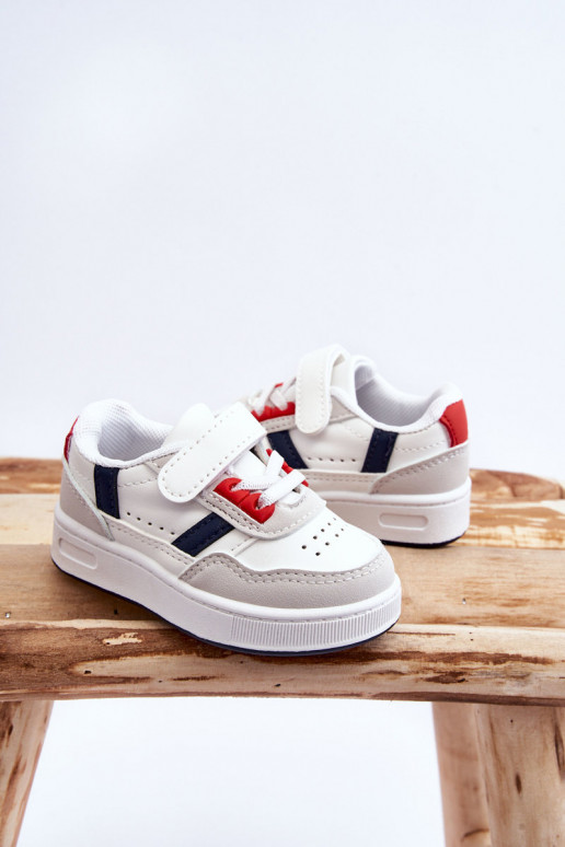 Scarpe sportive per bambini del modello classico in colore bianco-rosso Marlin