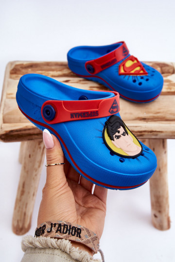 Pantofole per bambini stile coccodrillo Superman Grendene Kids JJ385004 blu