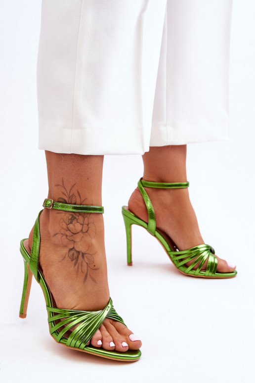 Sandali da donna con tacco sottile colore verde My Darling
