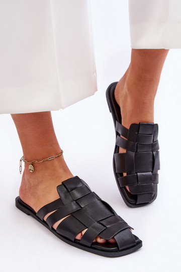 Pantofole a righe in colore nero Reyna