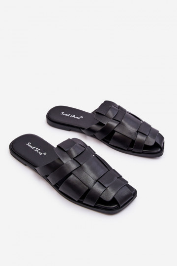 Pantofole a righe in colore nero Reyna 2