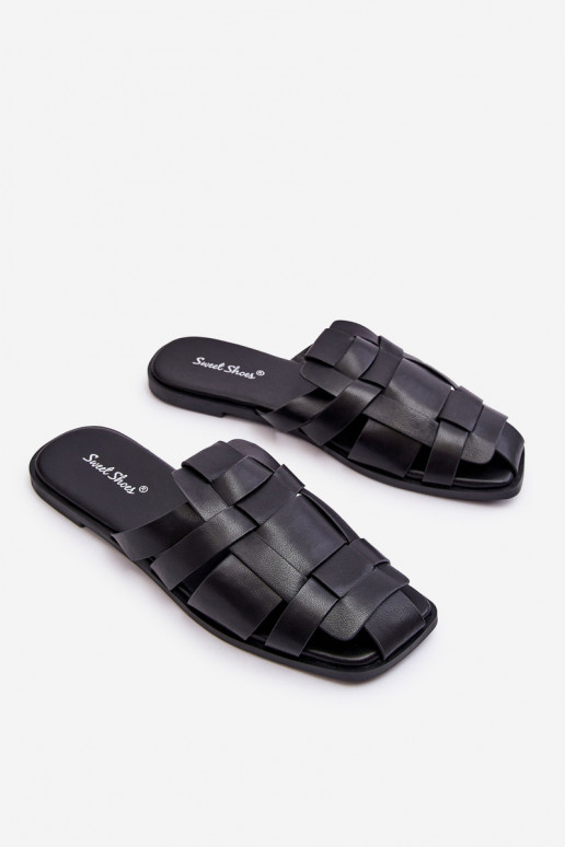 Pantofole a righe in colore nero Reyna