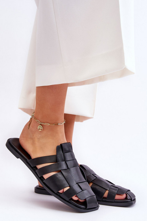 Pantofole a righe in colore nero Reyna