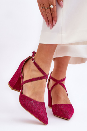 Scarpe lucide con tacco alto in Galaxy rosa