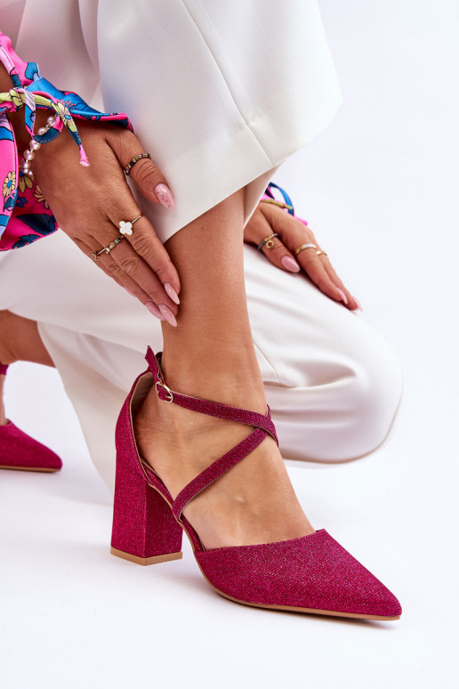 Scarpe lucide con tacco alto in Galaxy rosa