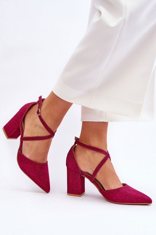 Scarpe lucide con tacco alto in Galaxy rosa