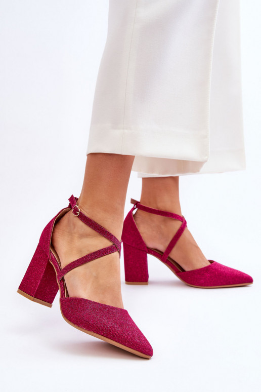 Scarpe lucide con tacco alto in Galaxy rosa