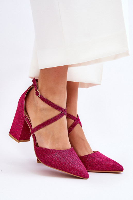 Scarpe lucide con tacco alto in Galaxy rosa