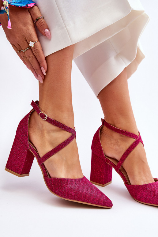 Scarpe lucide con tacco alto in Galaxy rosa