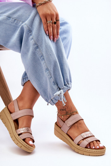 Sandali con chiusure adesive rosa Fresh Look 2