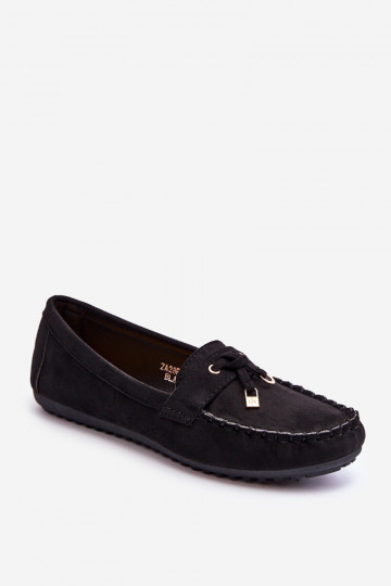 Mocassini classici in pelle scamosciata in nero Good Time