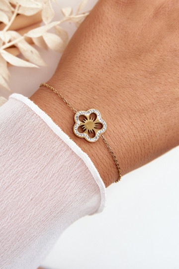 Bracciale con fiori in colore oro