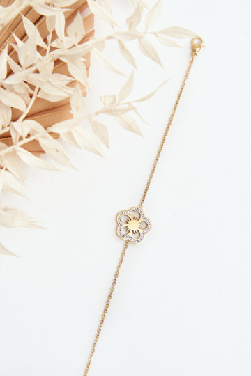 Bracciale con fiori in colore oro 2