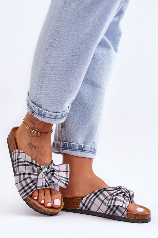 Pantofole con nastri con plateau in grigio Vero