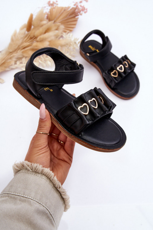 Sandali da bambino con chiusure adesive colore nero Havana