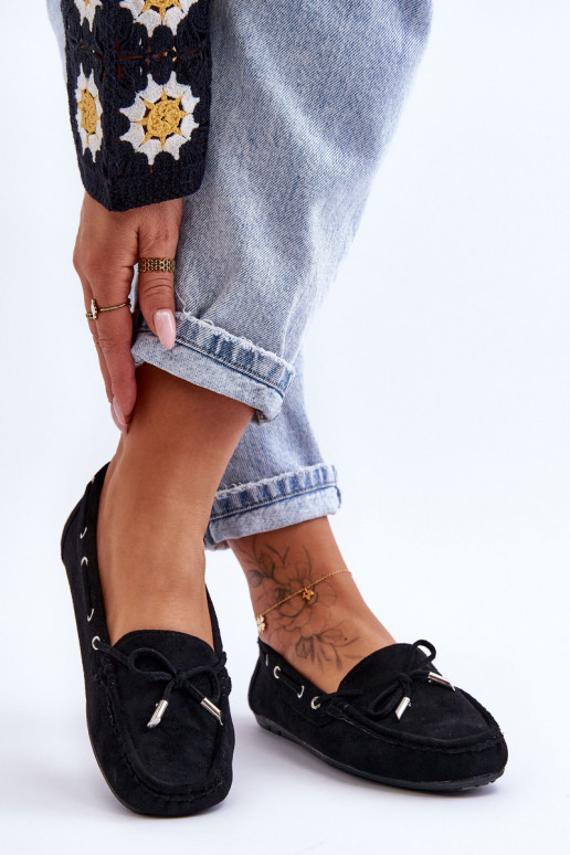 Eleganti mocassini in camoscio nel colore nero Si Passione