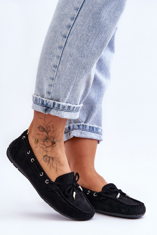 Eleganti mocassini in camoscio nel colore nero Si Passione