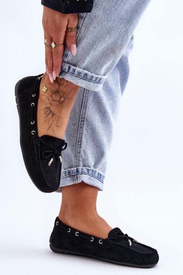 Eleganti mocassini in camoscio nel colore nero Si Passione 2