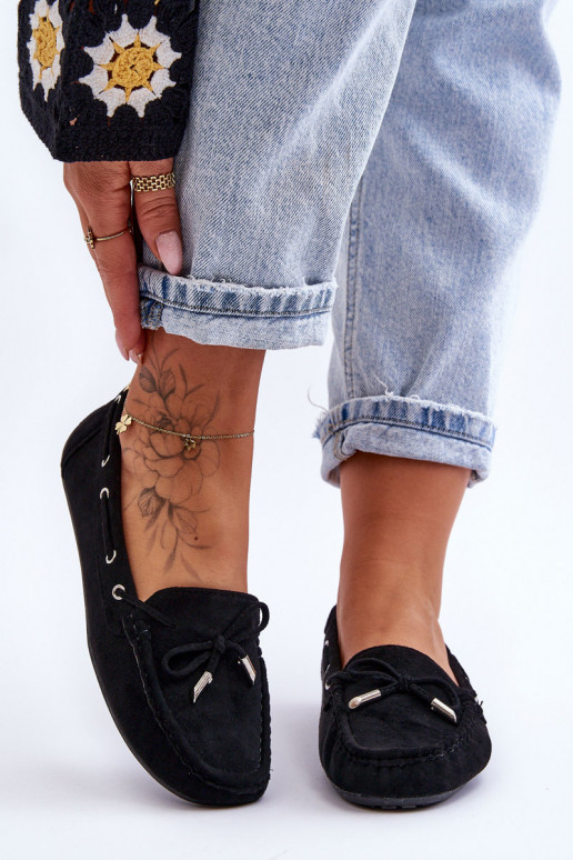 Eleganti mocassini in camoscio nel colore nero Si Passione