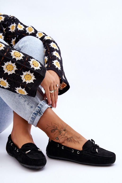 Eleganti mocassini in camoscio nel colore nero Si Passione