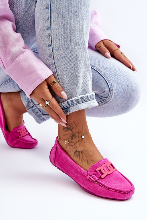 Mocassini in camoscio rosa Rabell