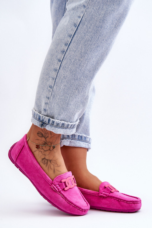 Mocassini in camoscio rosa Rabell
