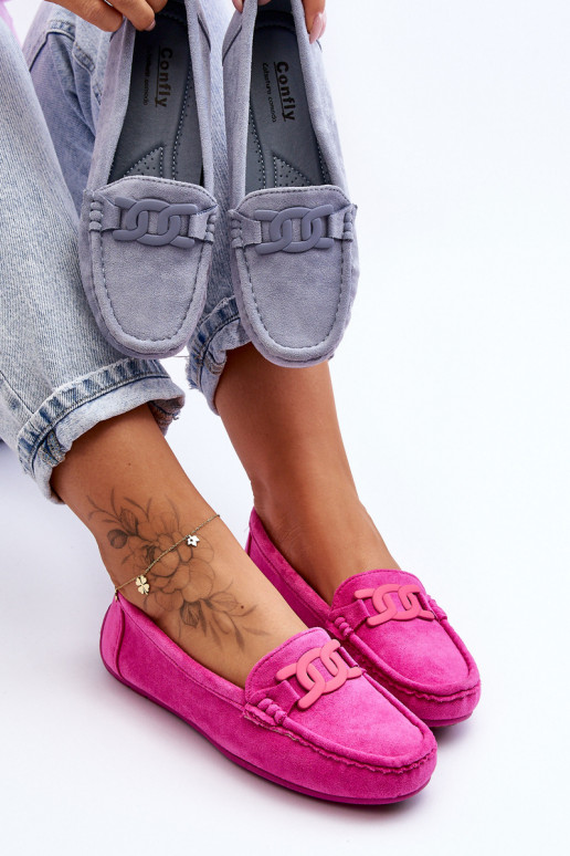 Mocassini in camoscio rosa Rabell